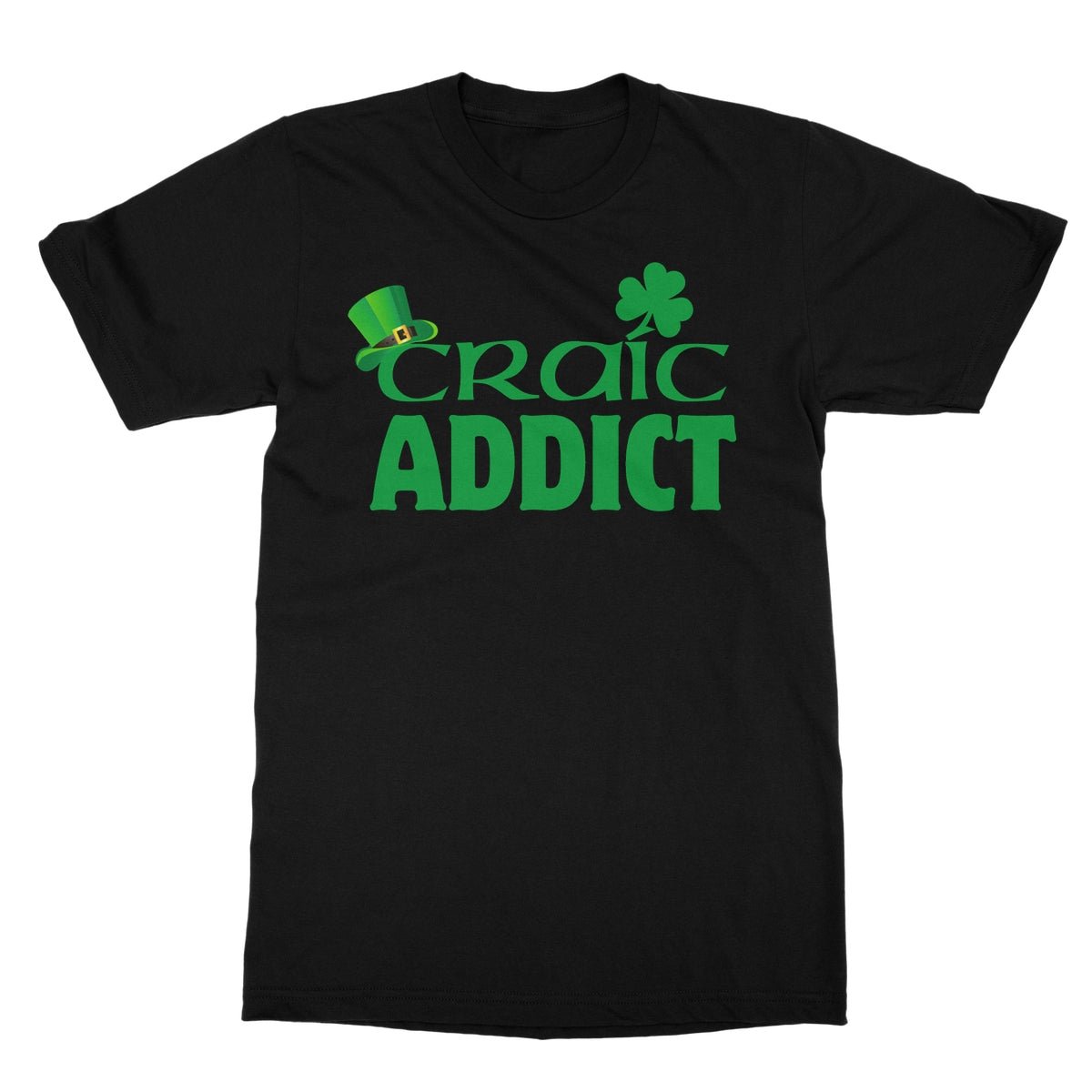 Craic Addict T-Shirt - Black - Funny T-Shirt