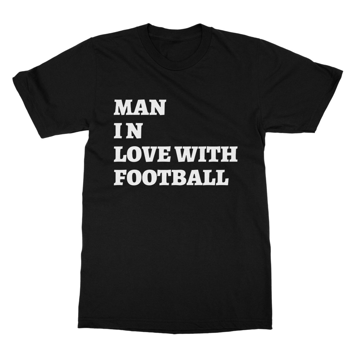 Man In Love With Football T-Shirt - Black - Funny T-Shirt