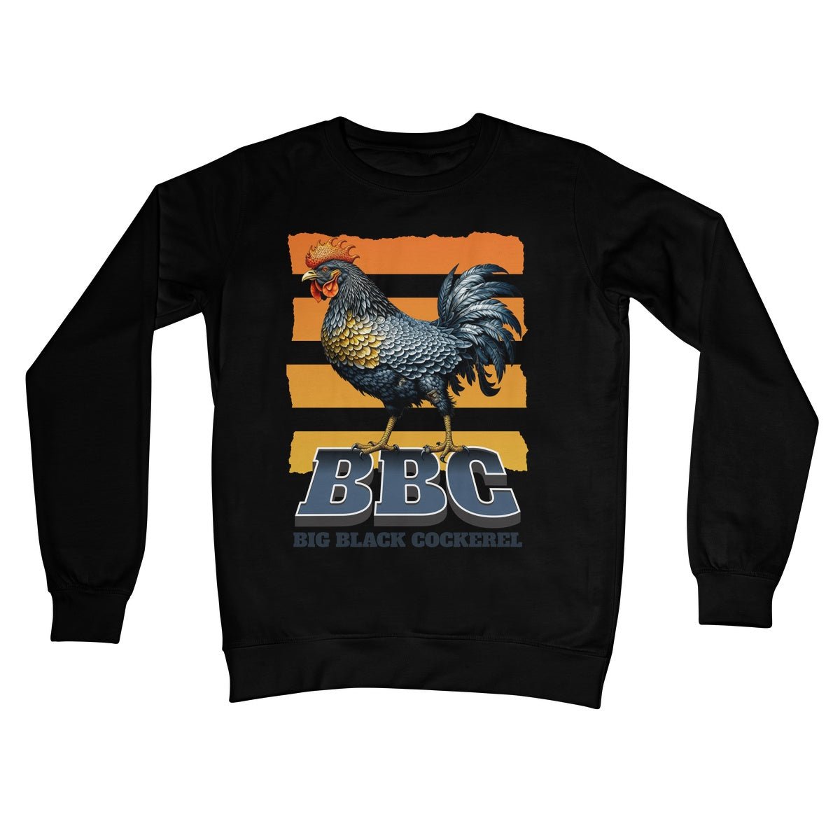 Big Black Cockerel Jumper - Jet Black - Funny Jumper