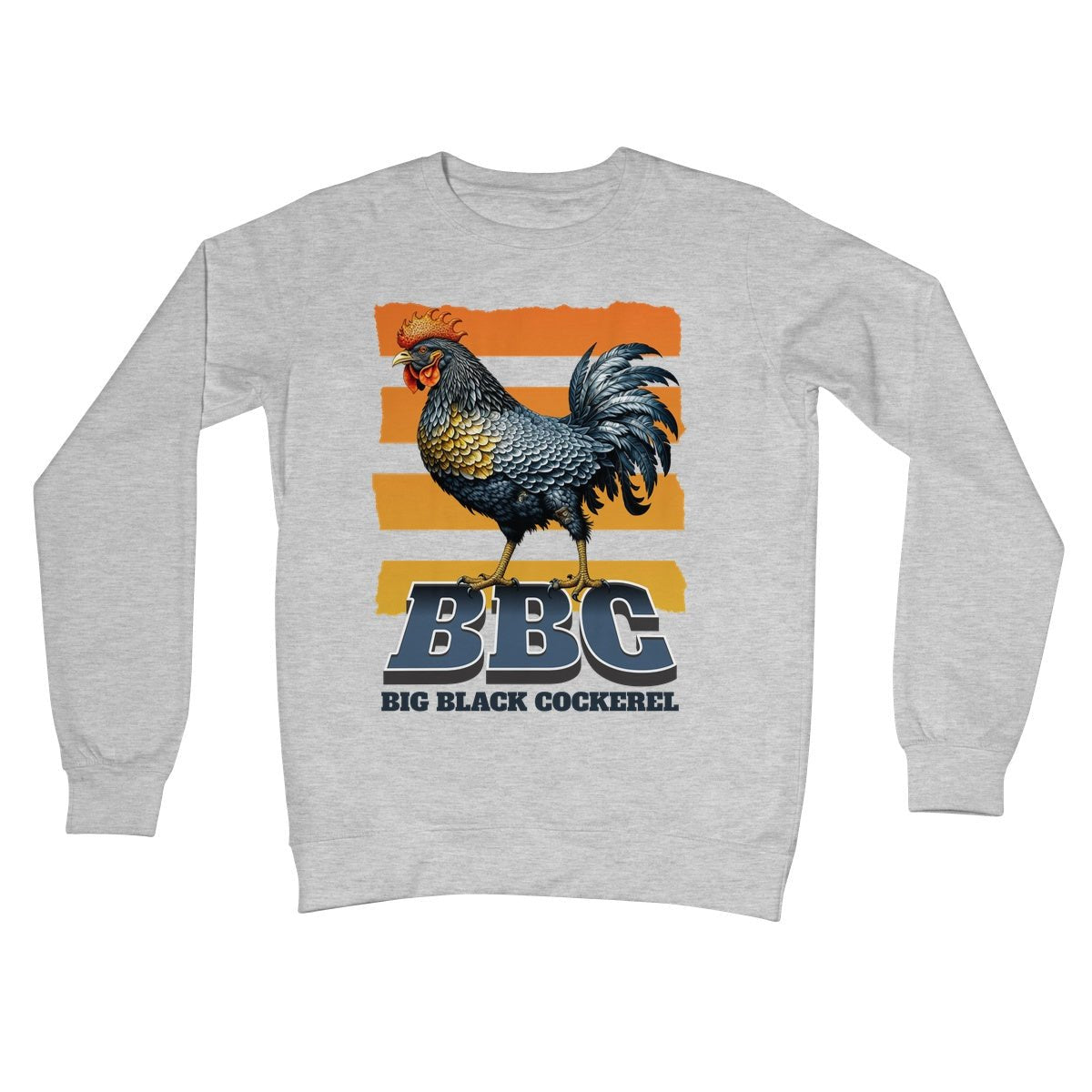 Big Black Cockerel Jumper - Heather Grey - Funny Jumper