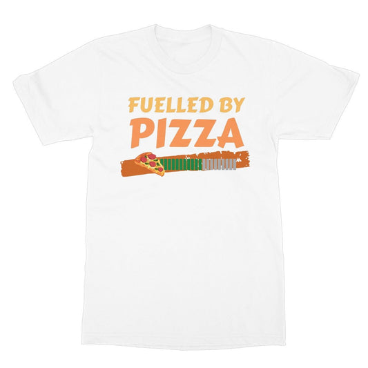 Fuelled By Pizza T-Shirt - White - Funny T-Shirt
