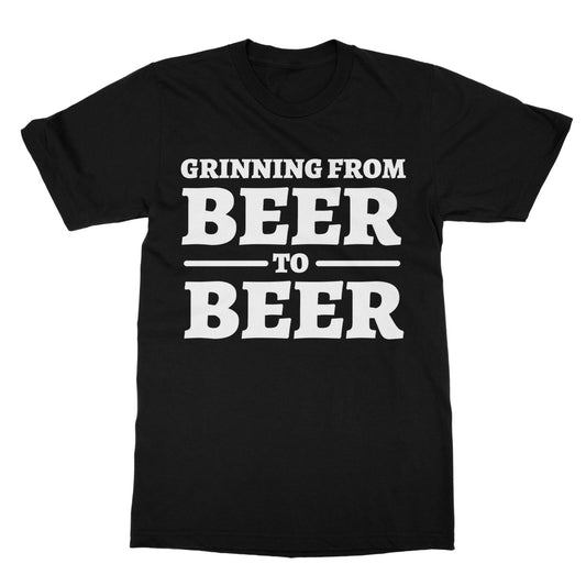 Grinning Beer To Beer T-Shirt - Black - Funny T-Shirt