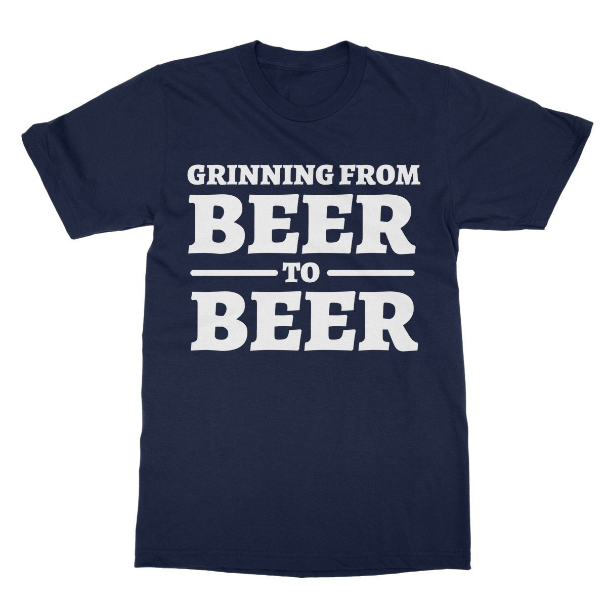 Grinning Beer To Beer T-Shirt - Navy - Funny T-Shirt