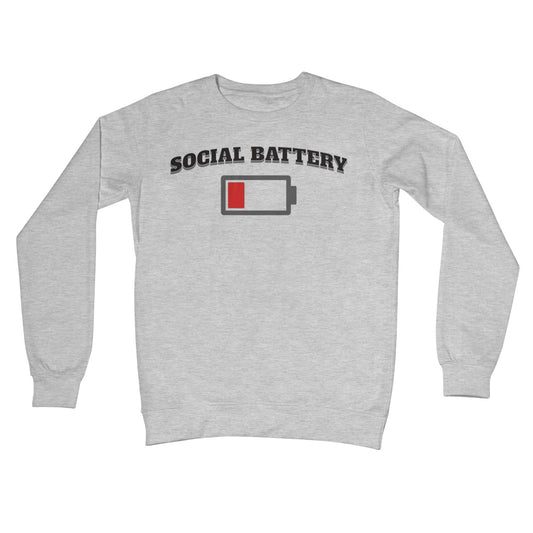 Low Social Battery Jumper - Heather Grey - Funny Jumper