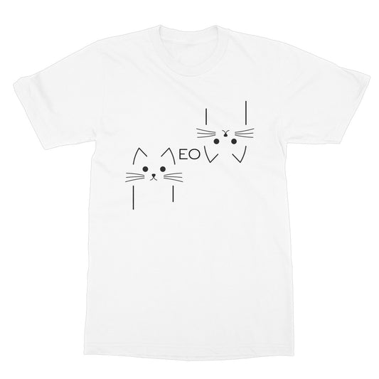 Meow Outline T-Shirt - White - Funny T-Shirt