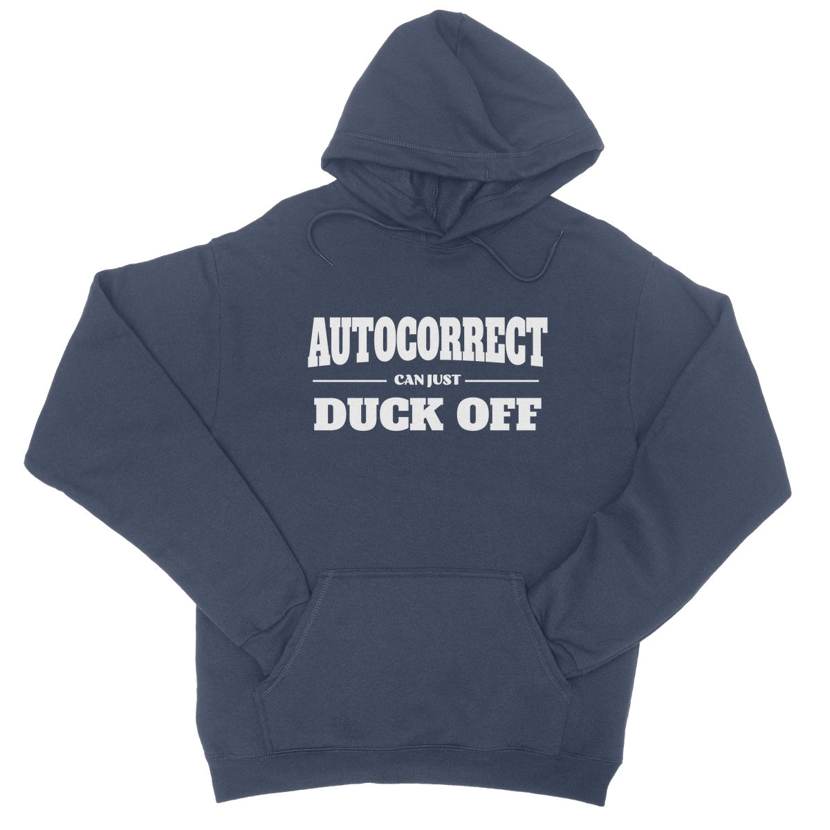 autocorrect can duck off hoodie navy
