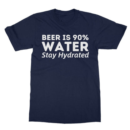 Beer is 90% Water T-Shirt - Navy - Funny T-Shirt