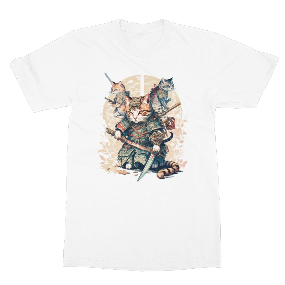 cat samurai t shirt white