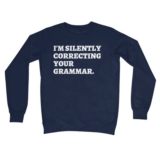correcting your grammar jumper navy