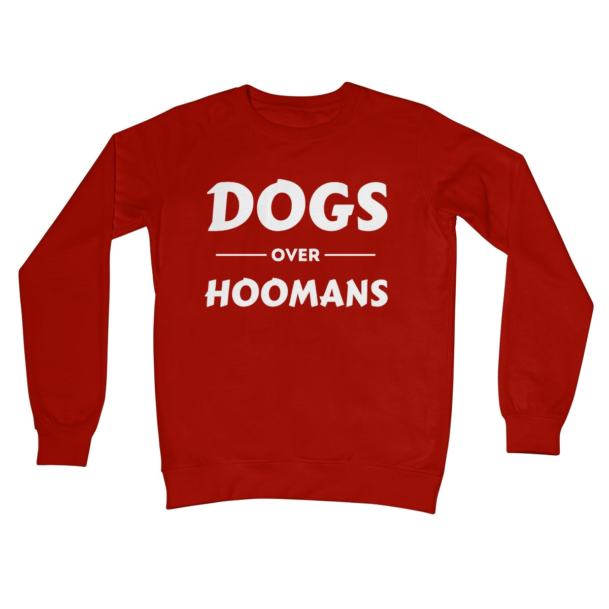 dogs over hoomans jumper red