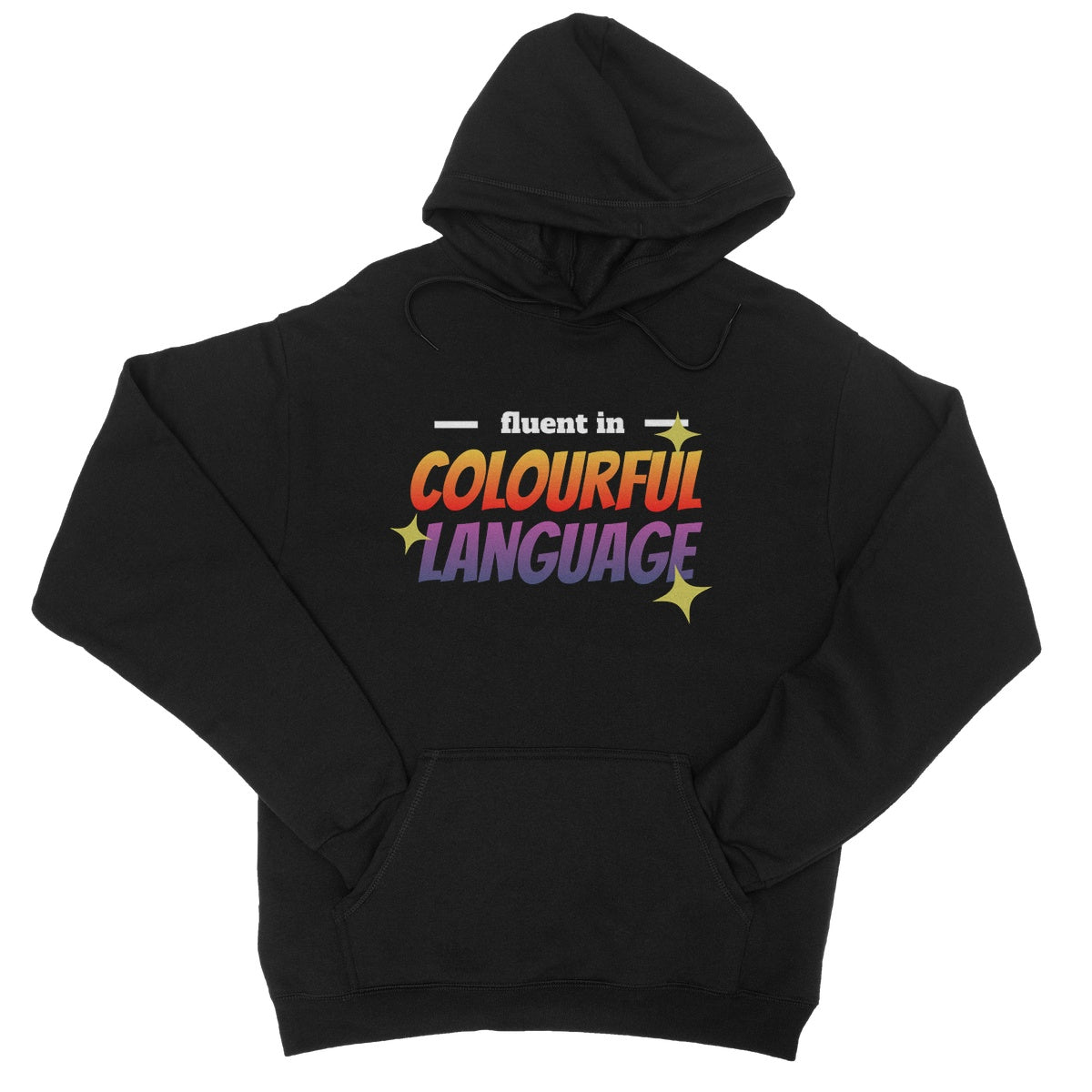 fluent in colourful language hoodie black