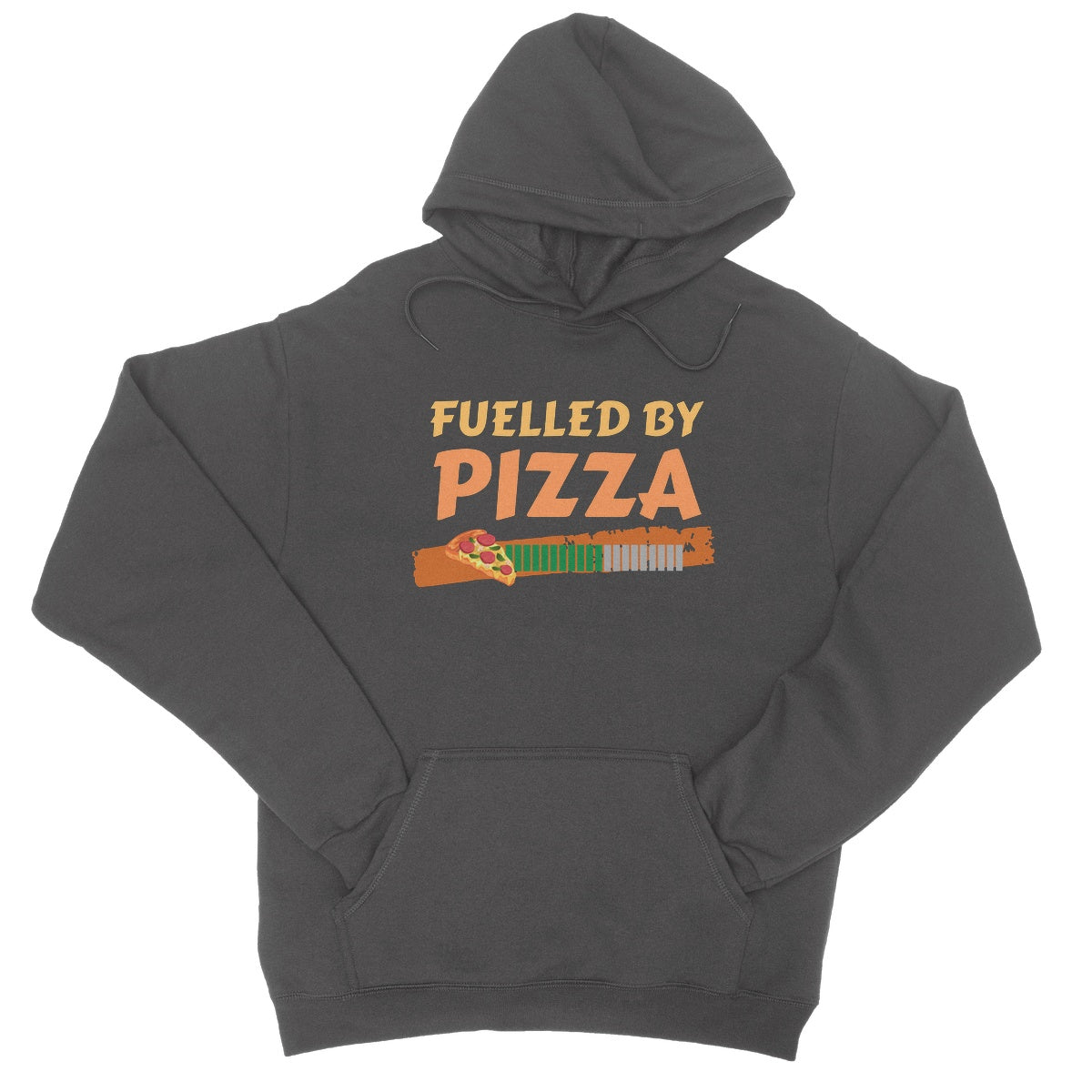 fuelled by pizza hoodie grey