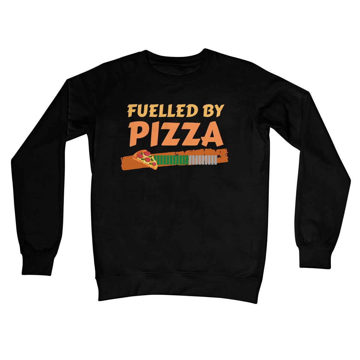 fuelled by pizza jumper black