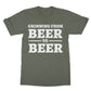 grinning beer to beer t shirt green