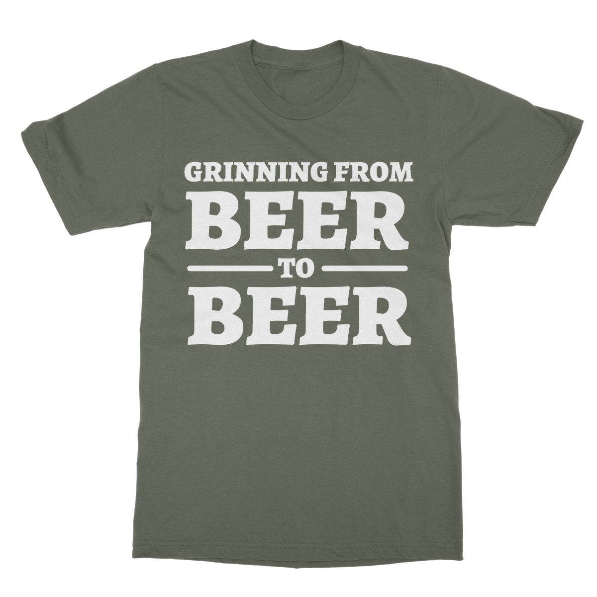 grinning beer to beer t shirt green