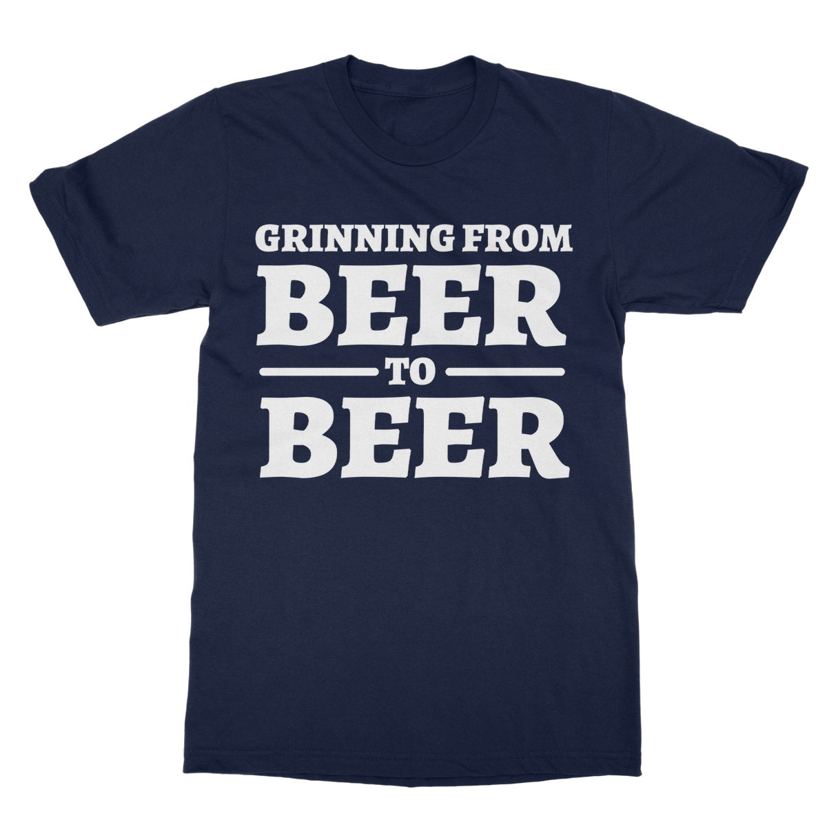 grinning beer to beer t shirt navy