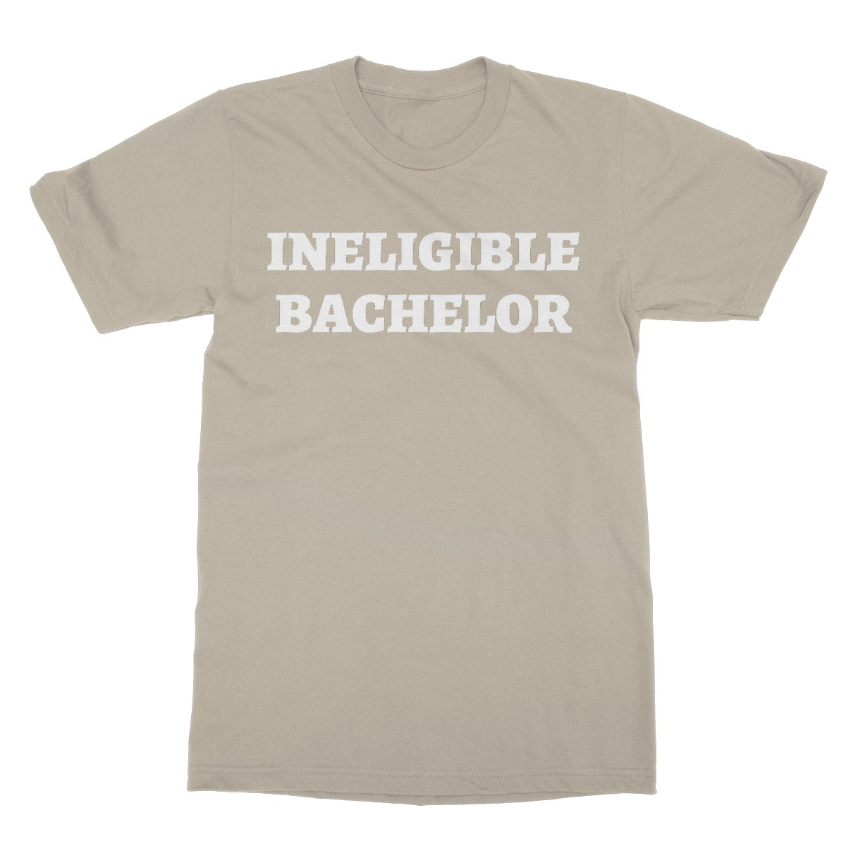 ineligible bachelor t shirt beige