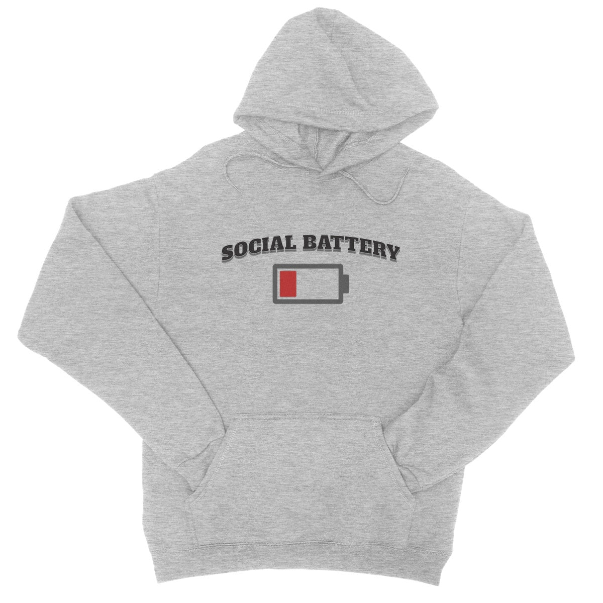 low social battery hoodie grey