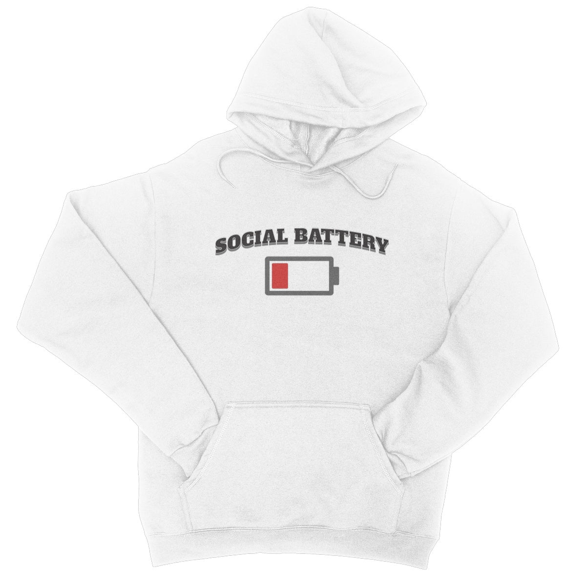 low social battery hoodie white