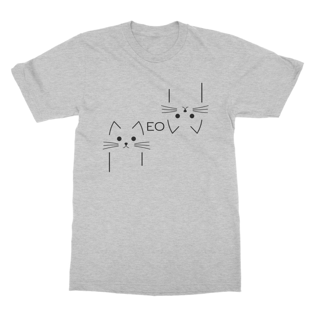 meow outline t shirt grey
