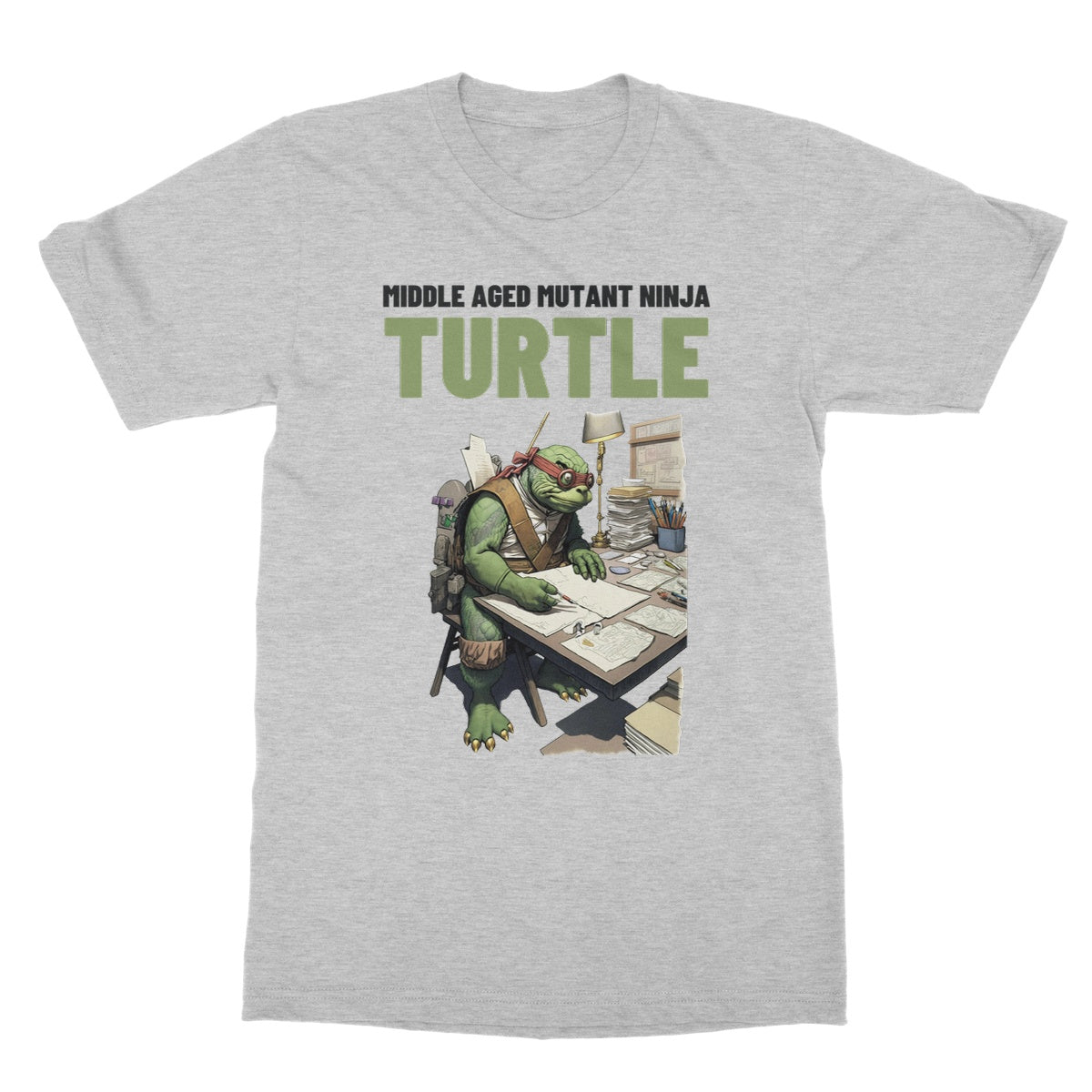 middle aged mutant ninja turtle t shirt light grey