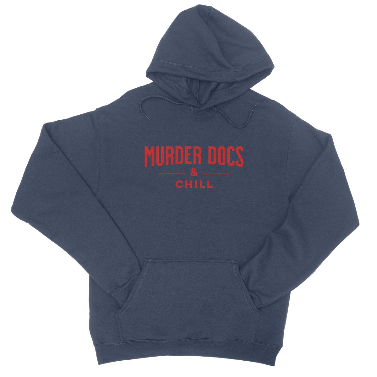 murder docs and chill hoodie navy