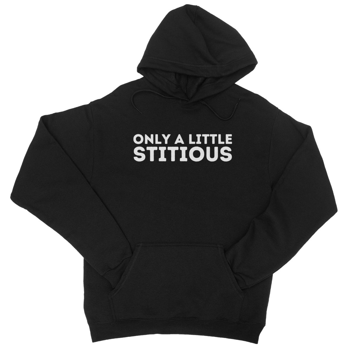 only a little stitious hoodie black
