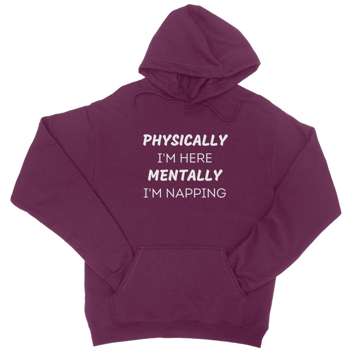 physically here mentally napping hoodie purple