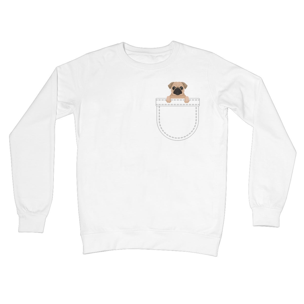 pug in pocket jumper white