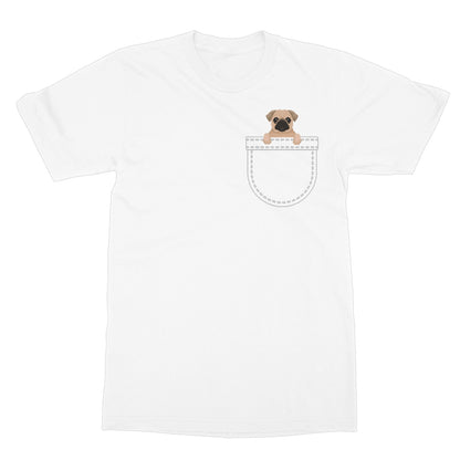 Pug In My Pocket T-Shirt - White - Funny T-Shirt