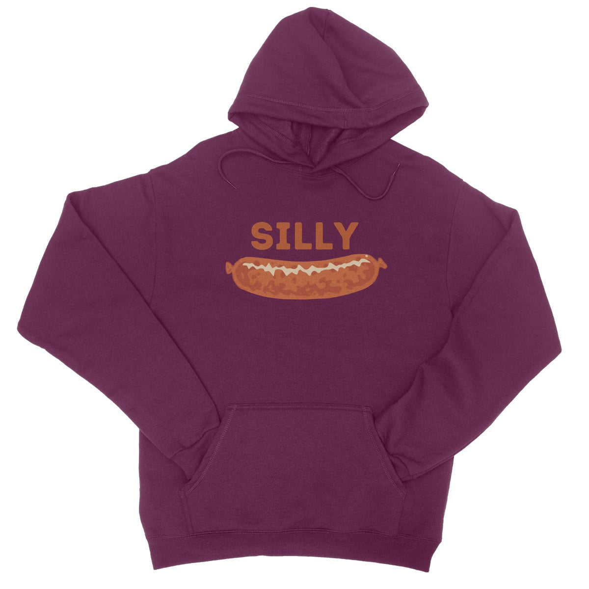 silly sausage hoodie burgundy