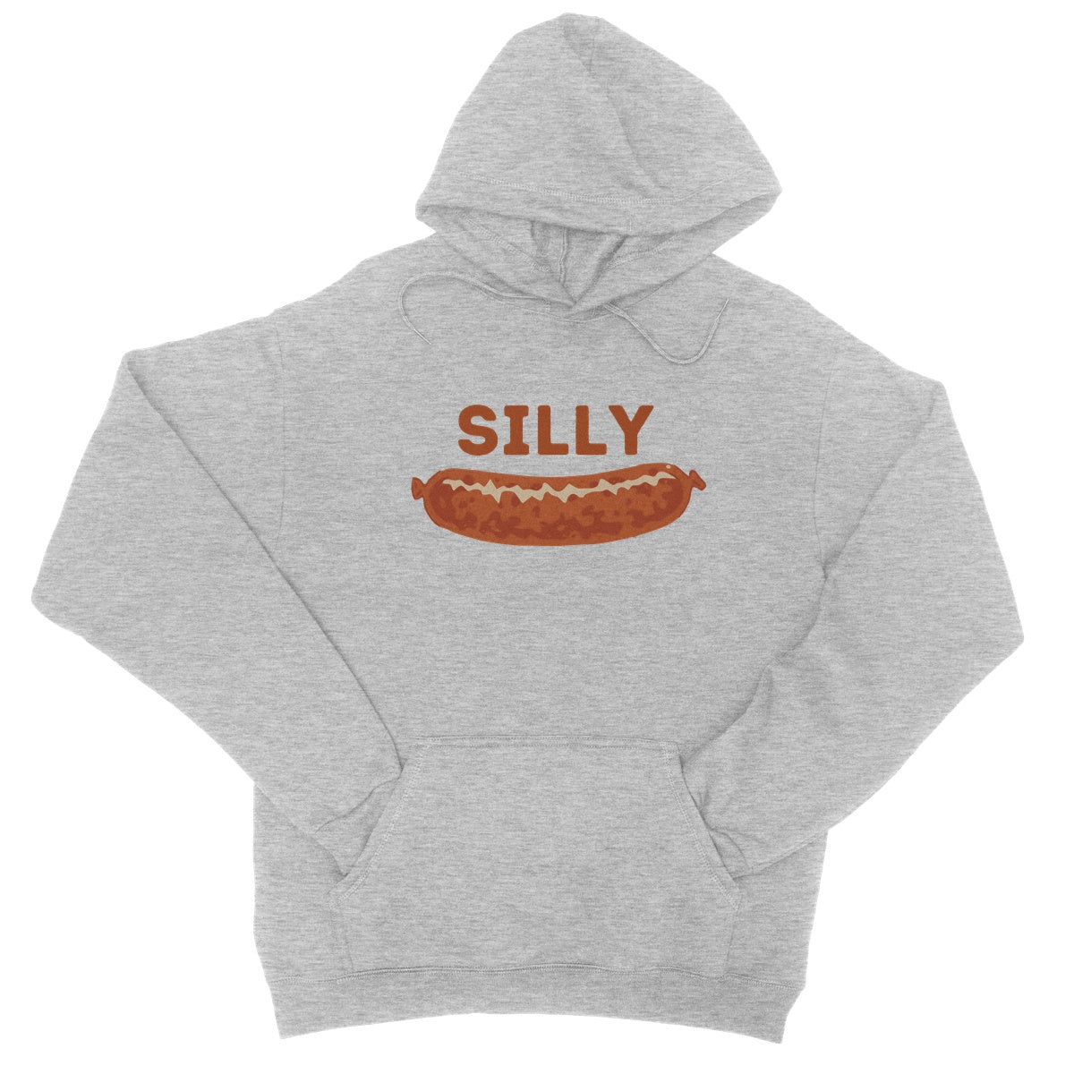 silly sausage hoodie light grey