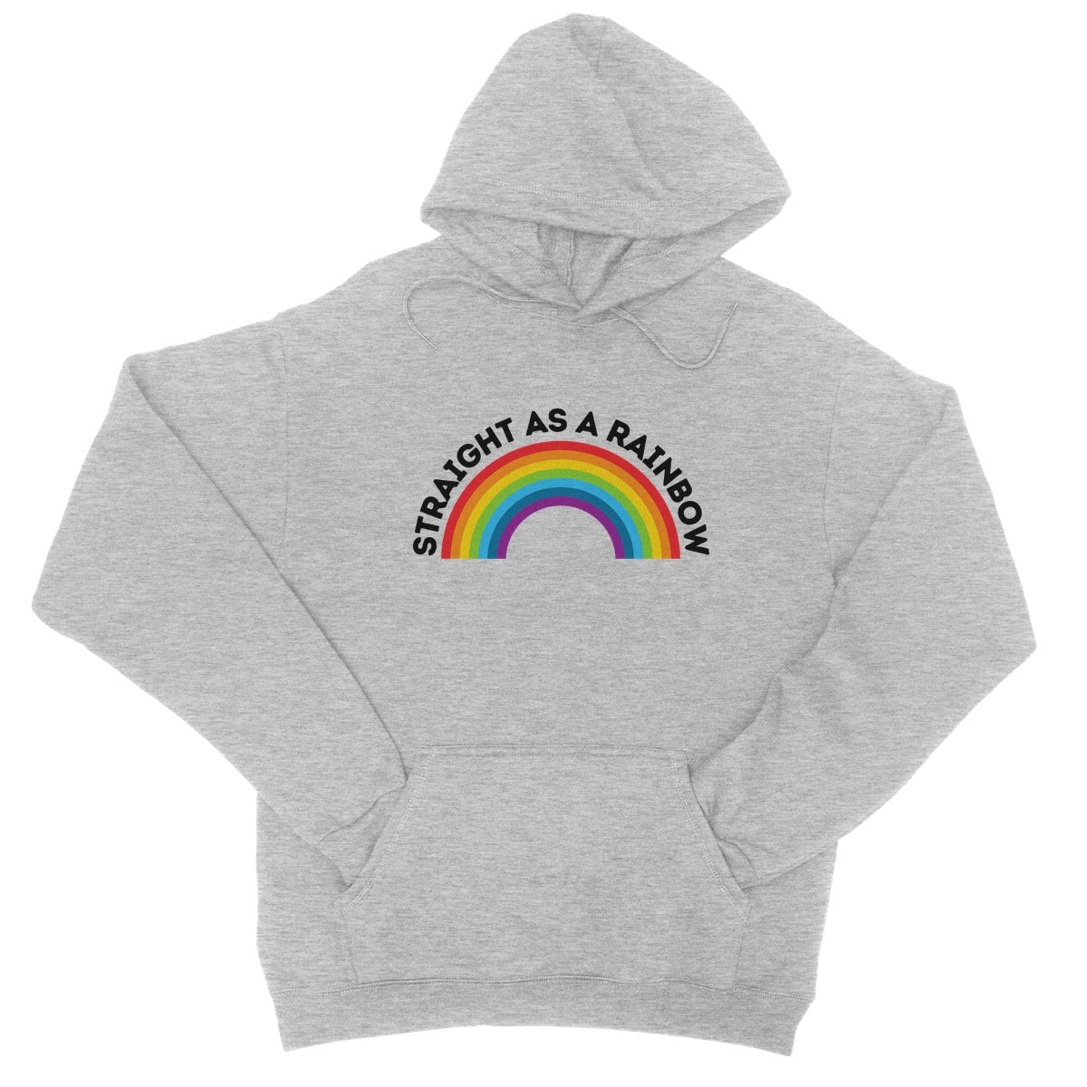 straight as a rainbow hoodie grey